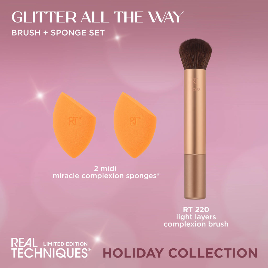 Glitter All The Way Brush + Sponge Set